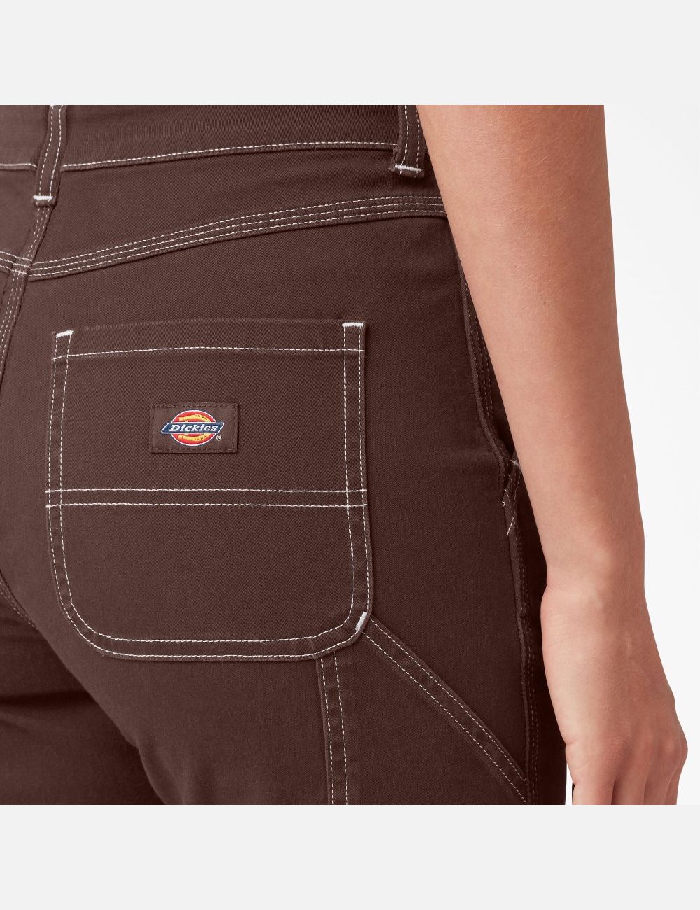 Pantalones De Trabajo Dickies Roll Hem Carpenter Mujer Chocolate Marrones | 4961580-HV