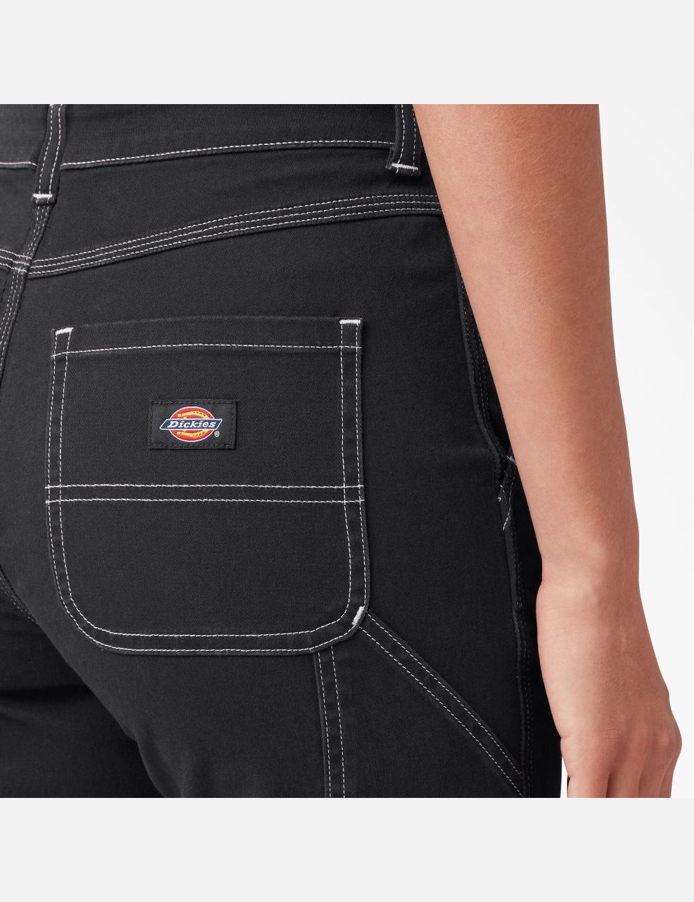 Pantalones De Trabajo Dickies Roll Hem Carpenter Mujer Negras | 9573420-TR