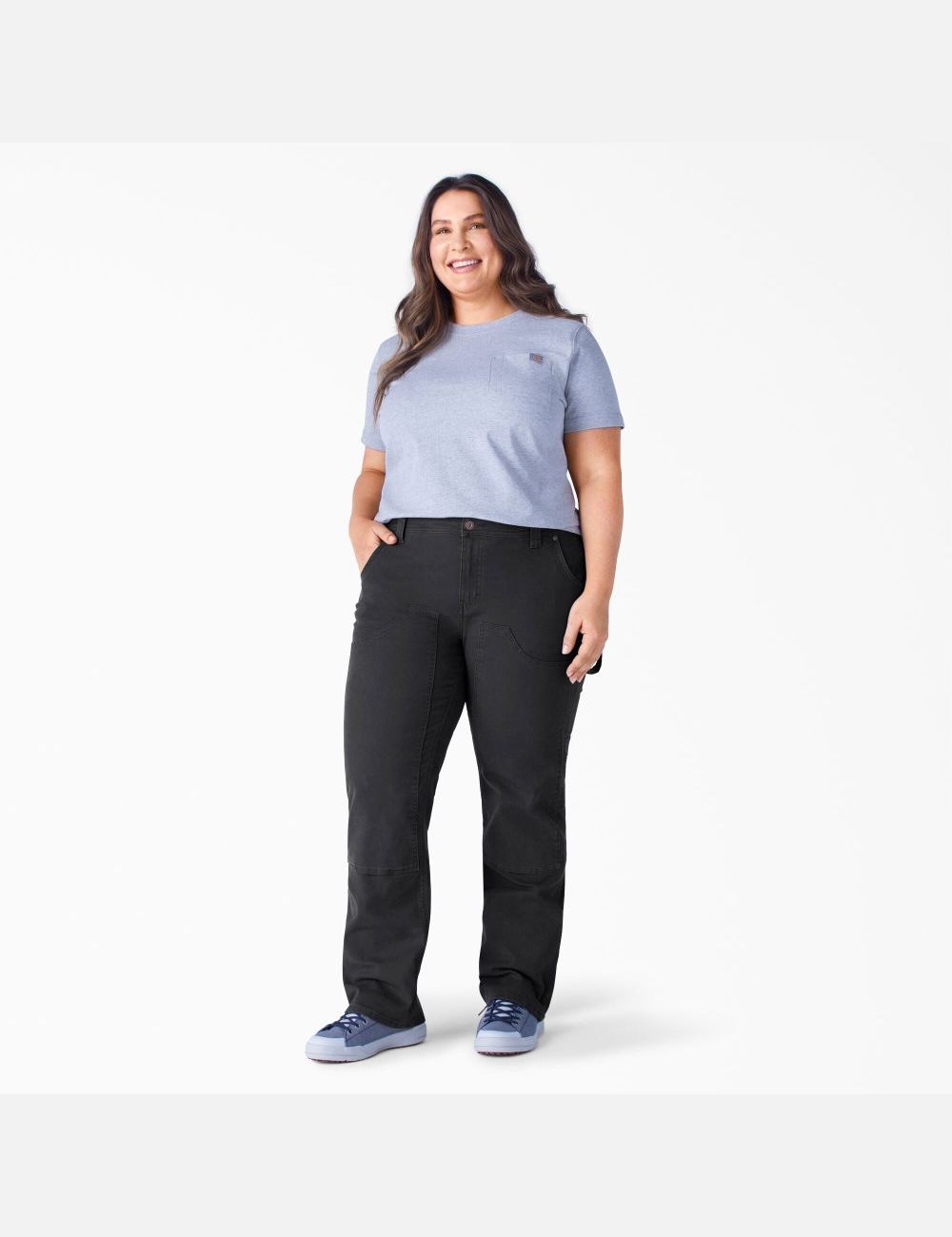 Pantalones Dickies Plus Duck Double-Front Carpenter Mujer Negras | 9017526-NE