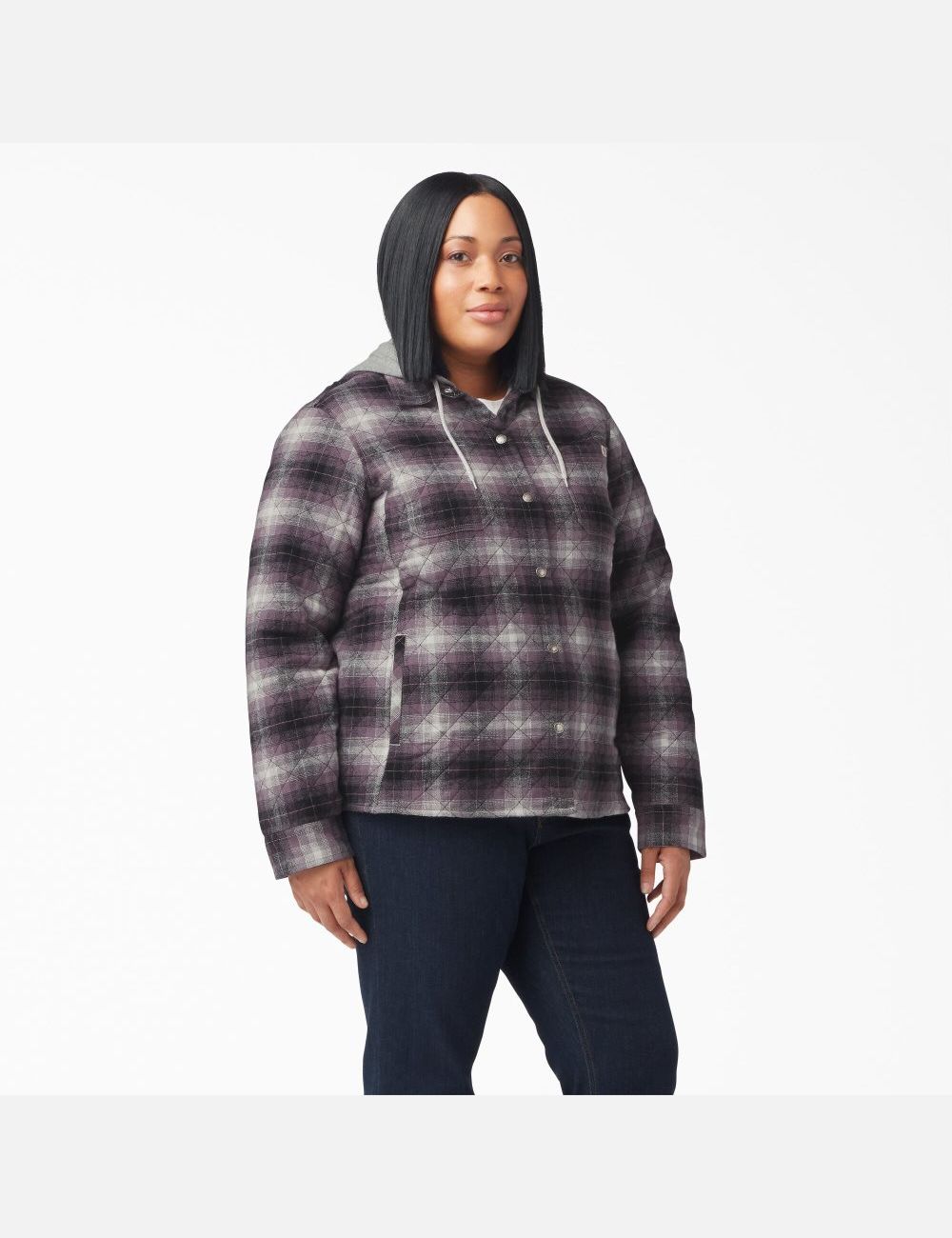 Ropa De Abrigo Dickies Plus Flannel Encapuchado Mujer Moradas Negras | 4791582-EP