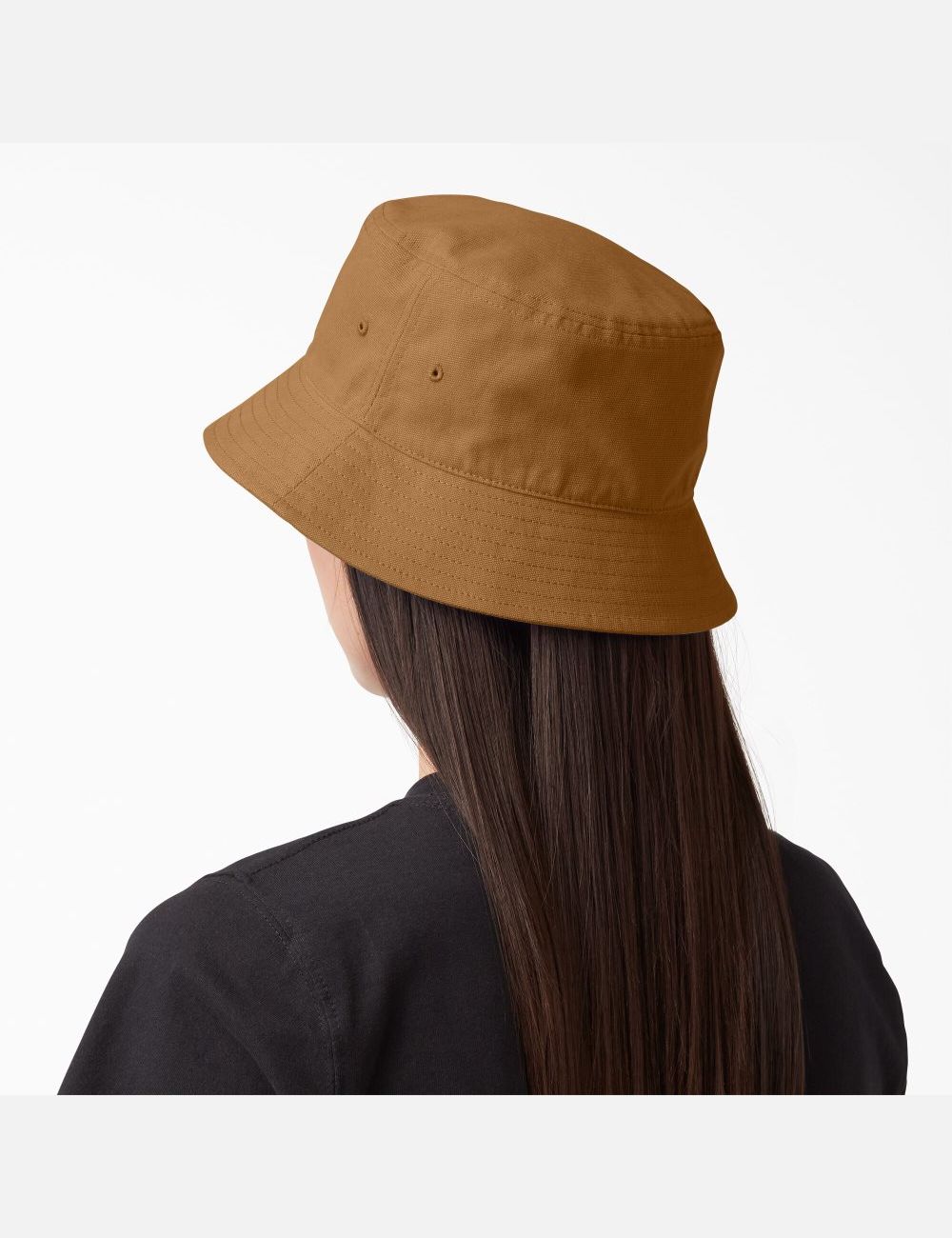 Sombreros Dickies Script Logo Lona Bucket Unisex Marrones | 4138079-XB