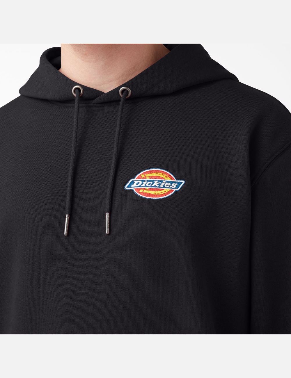 Sudadera Con Capucha Dickies Fleece Embroidered Chest Logo Hombre Negras | 3468075-LE