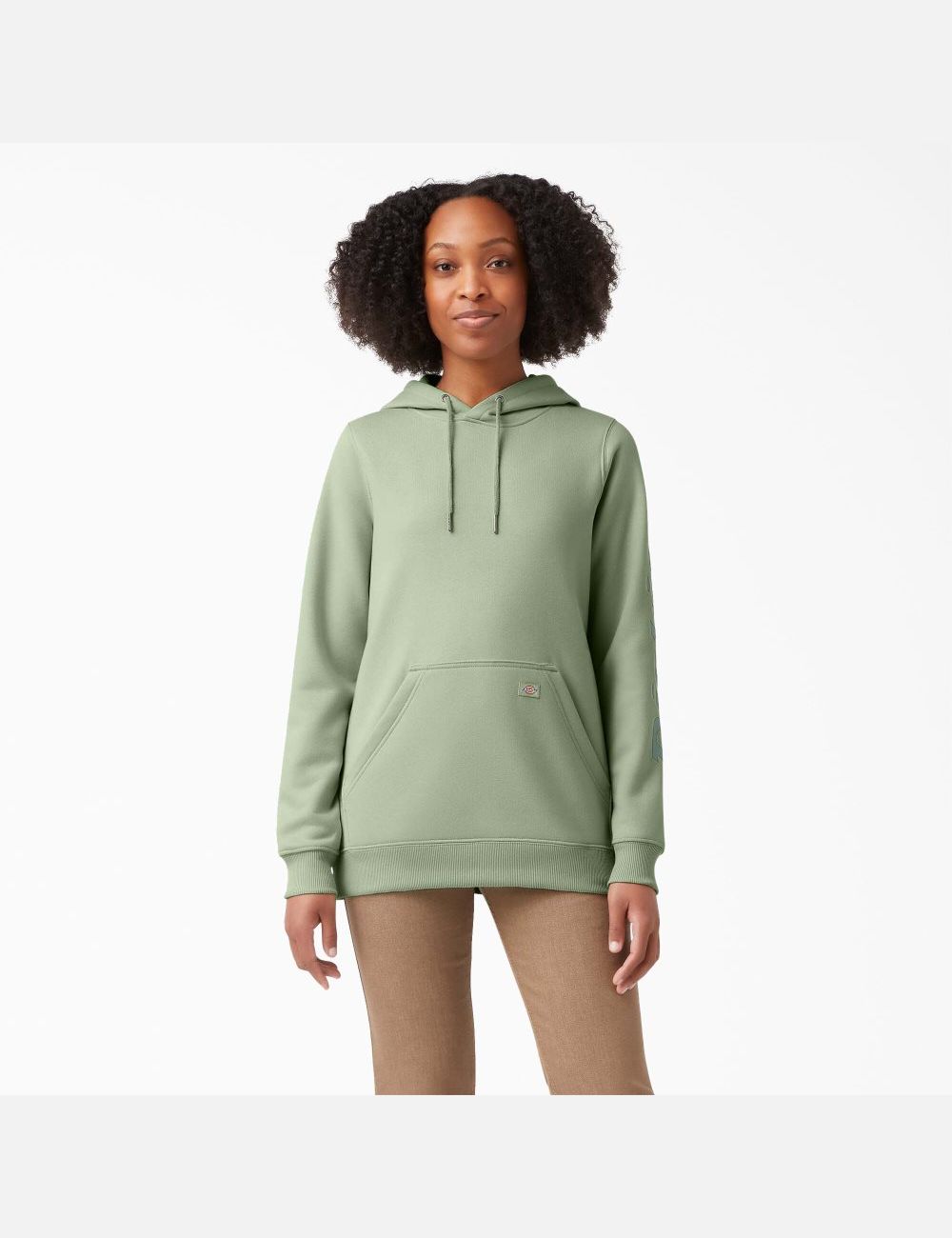 Sudadera Con Capucha Dickies Heavyweight Logo Sleeve Mujer Verde | 5479138-GR