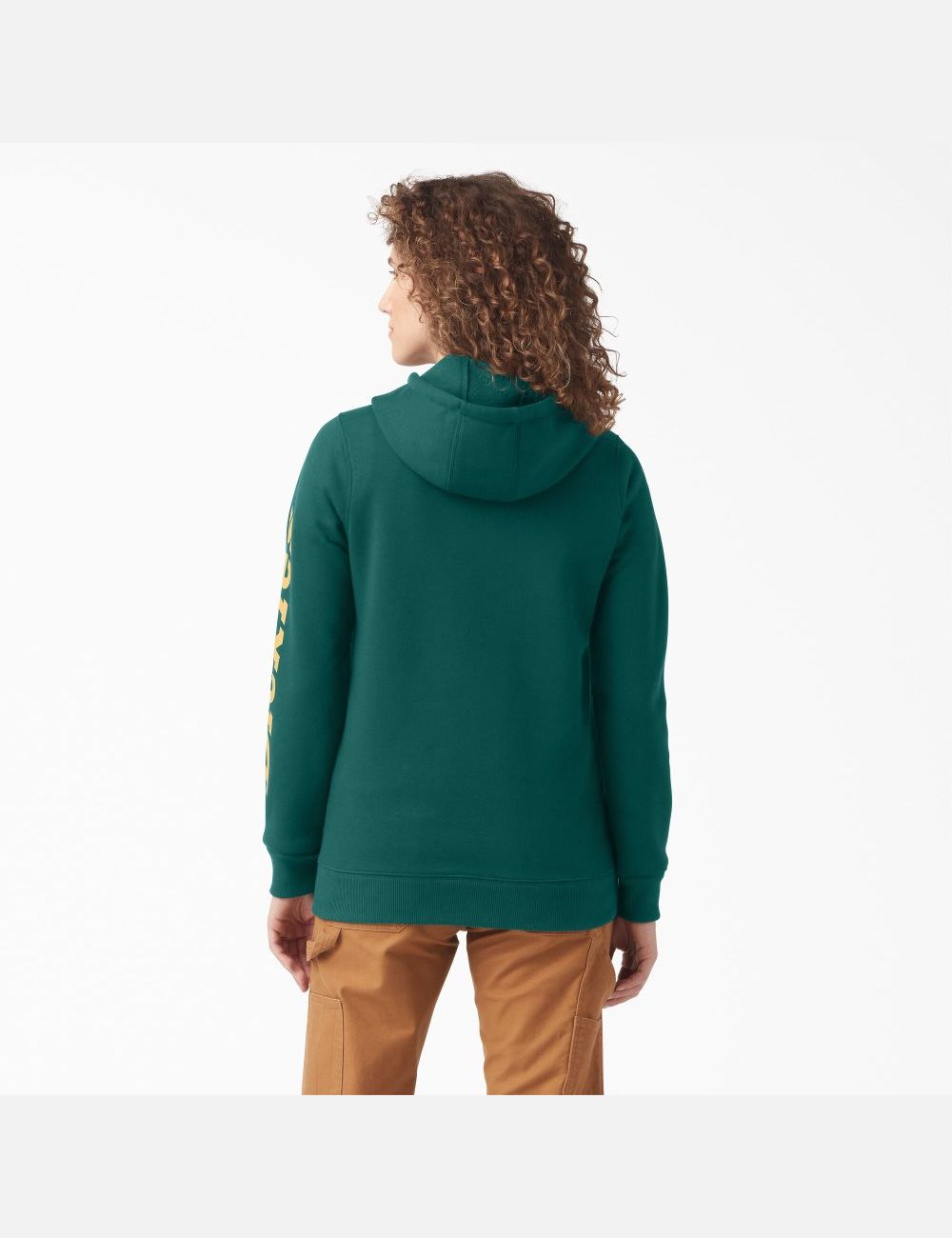 Sudadera Con Capucha Dickies Heavyweight Logo Sleeve Mujer Verde | 5816340-AR