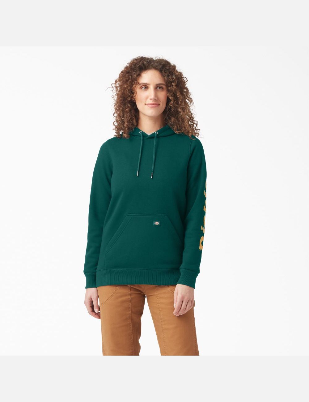 Sudadera Con Capucha Dickies Heavyweight Logo Sleeve Mujer Verde | 5816340-AR