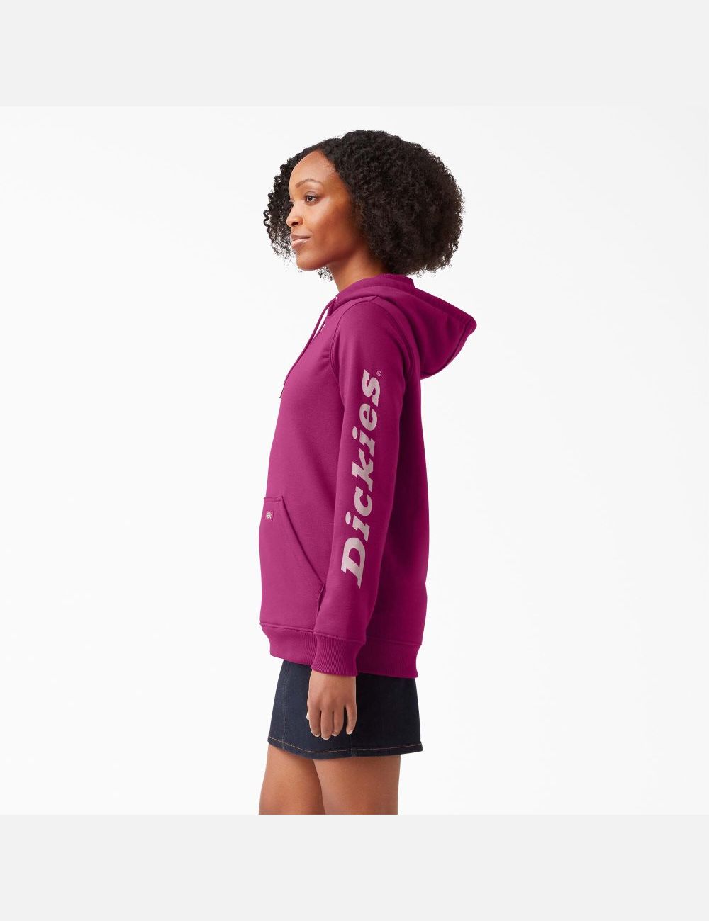 Sudadera Con Capucha Dickies Heavyweight Logo Sleeve Mujer Fucsia | 8371629-GP