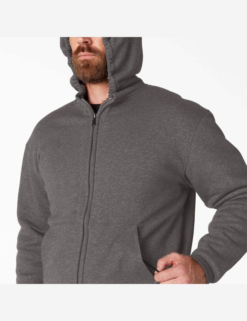 Sudadera Con Capucha Dickies High Pile Fleece Forro Full Zip Hombre Gris Oscuro | 4327109-PN