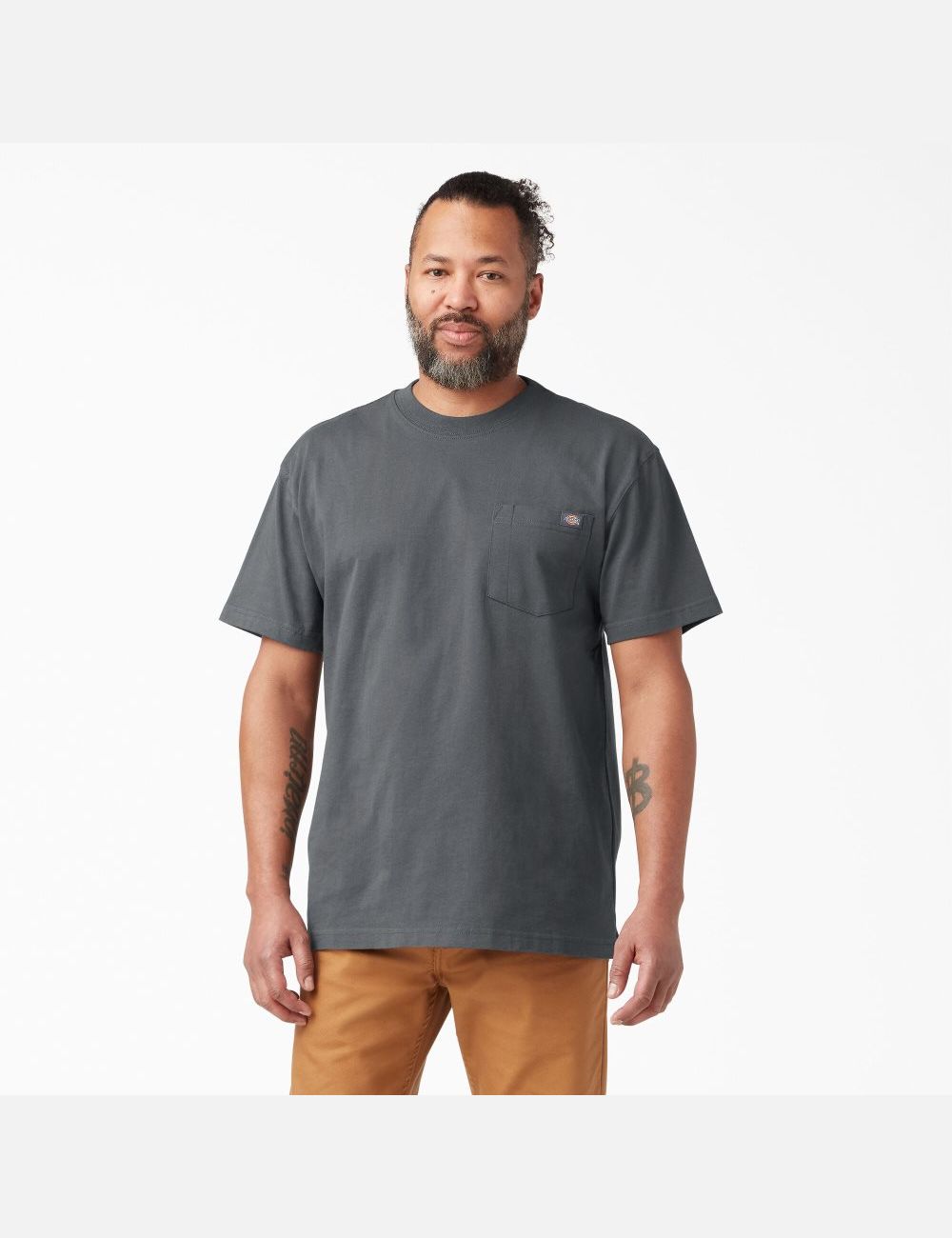 Tops Dickies Corta Sleeve Heavyweight Hombre Gris | 5897103-UM