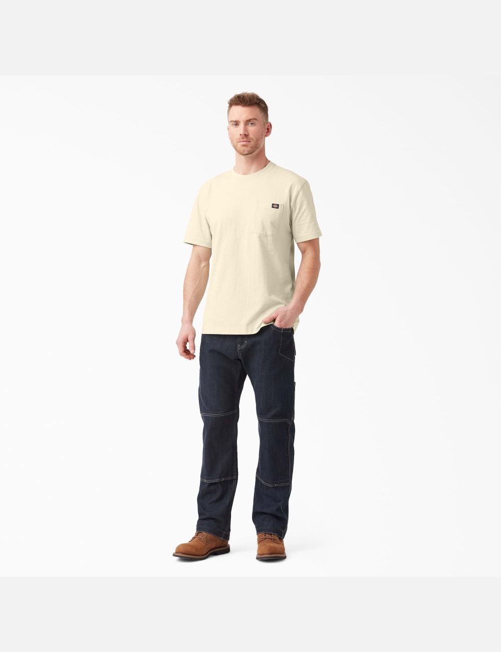 Tops Dickies Corta Sleeve Heavyweight Hombre Beige | 8690251-QO