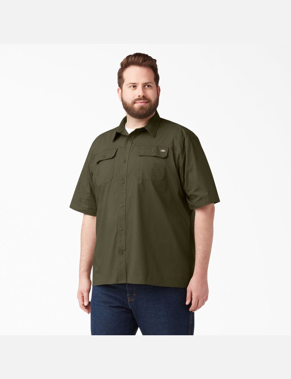 Tops Dickies Corta Sleeve Ripstop Hombre Verde | 8037625-NQ