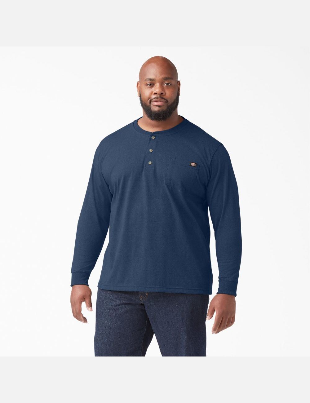 Tops Dickies Heathered Heavyweight Henley T-Shirt Hombre Azul Marino | 0845329-BR