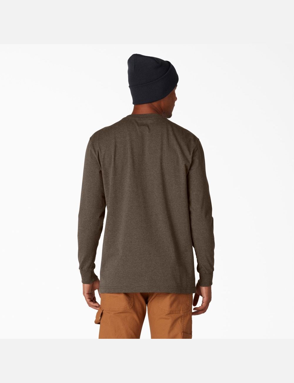 Tops Dickies Long Sleeve Heathered Heavyweight Crew Neck Hombre Chocolate | 2785364-ZM