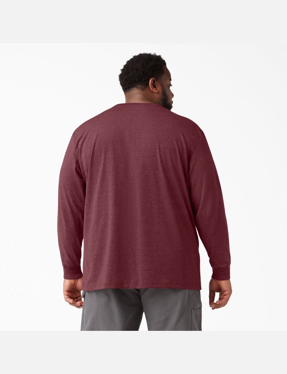 Tops Dickies Long Sleeve Heathered Heavyweight Crew Neck Hombre Burdeos | 5972681-RT