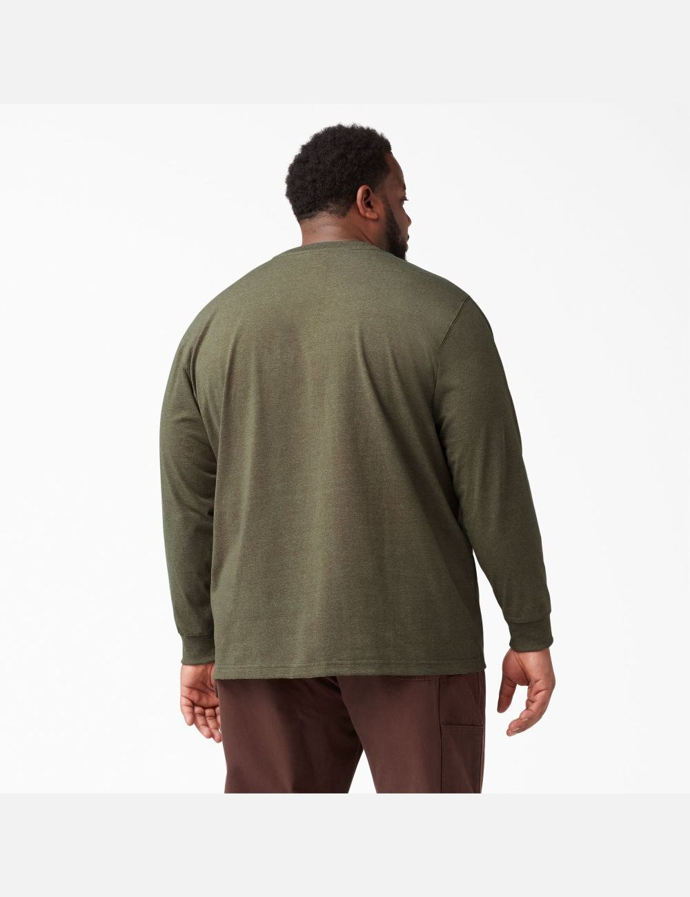 Tops Dickies Long Sleeve Heathered Heavyweight Crew Neck Hombre Verde | 6498035-IT