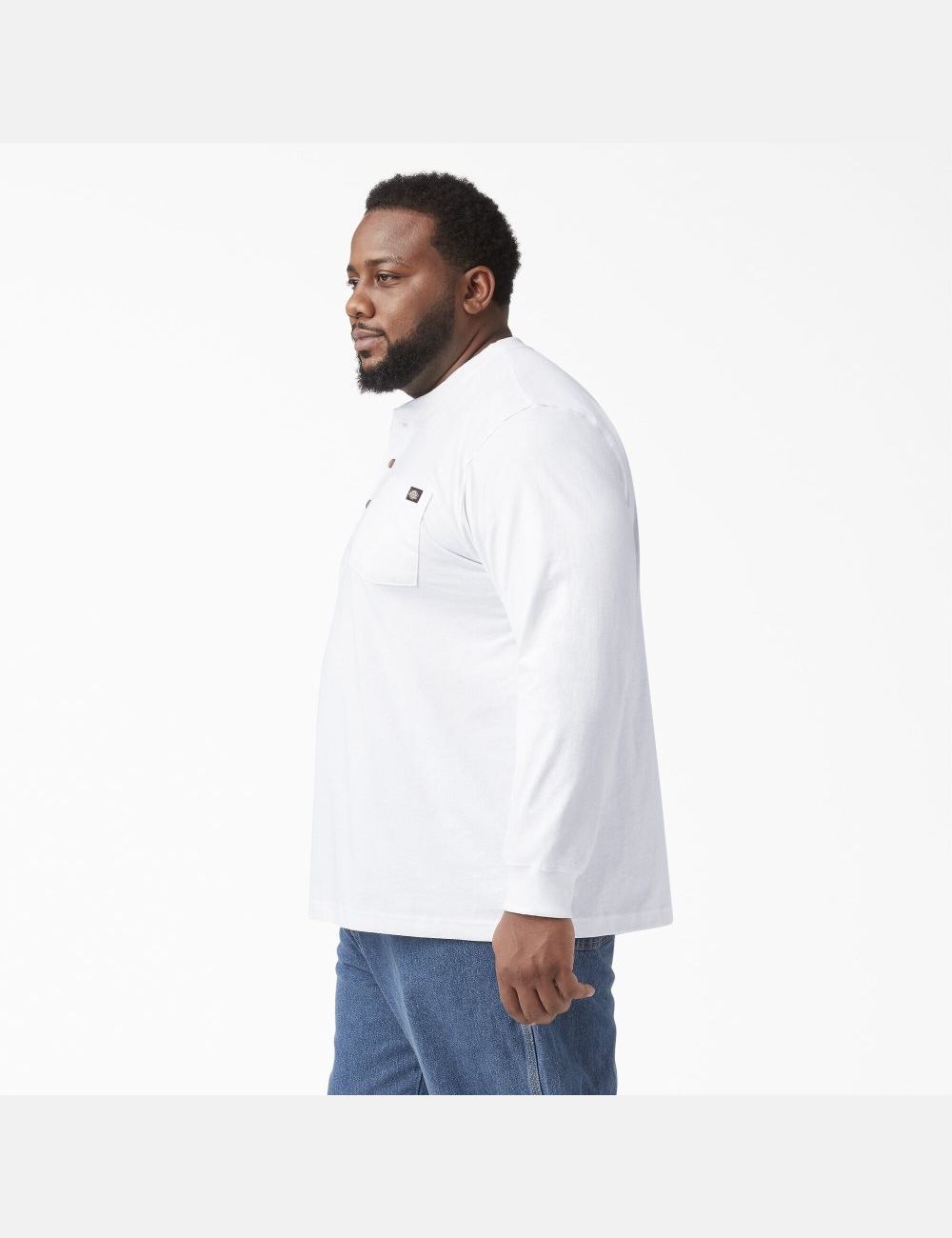 Tops Dickies Long Sleeve Heavyweight Henley Hombre Blancas | 9370254-QK