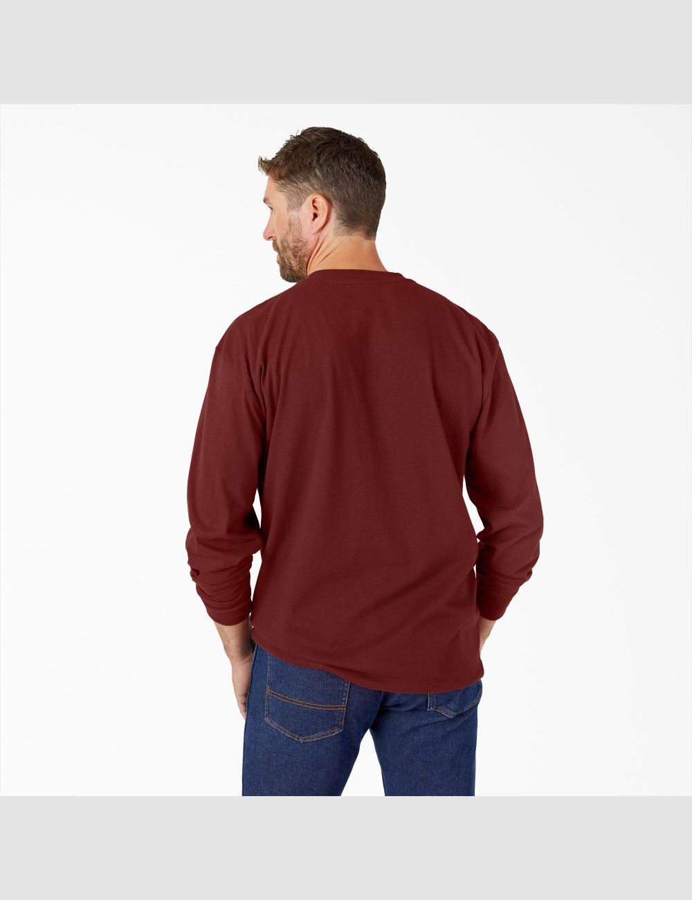 Tops Dickies Long Sleeve Heavyweight Henley Hombre Marrones | 9708154-IV