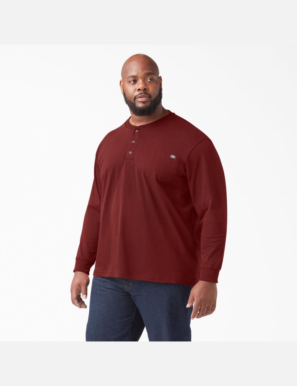 Tops Dickies Long Sleeve Heavyweight Henley Hombre Marrones | 9708154-IV