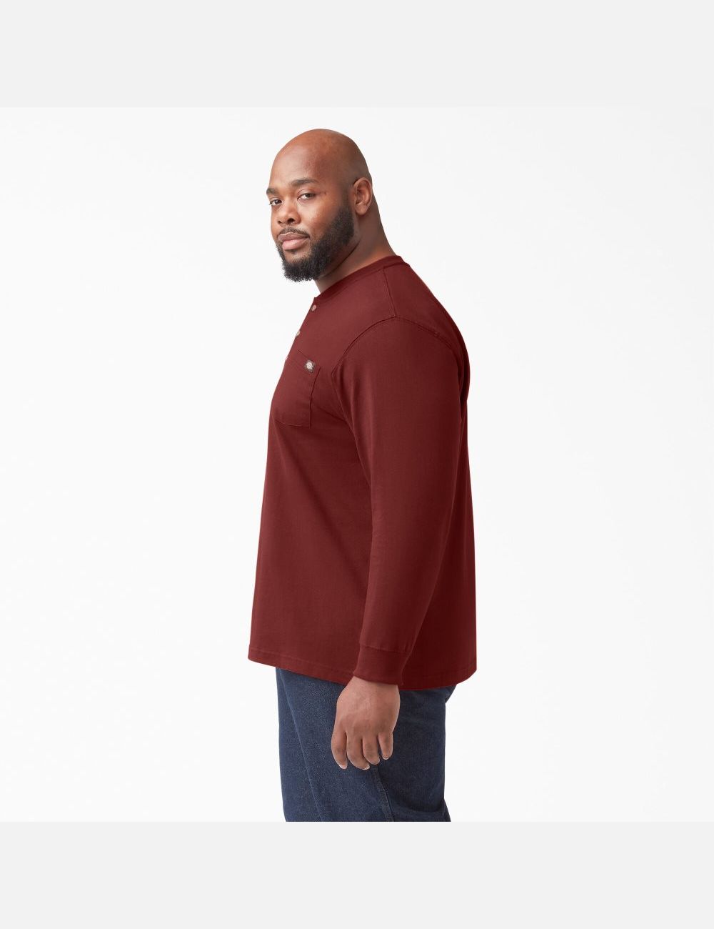 Tops Dickies Long Sleeve Heavyweight Henley Hombre Marrones | 9708154-IV