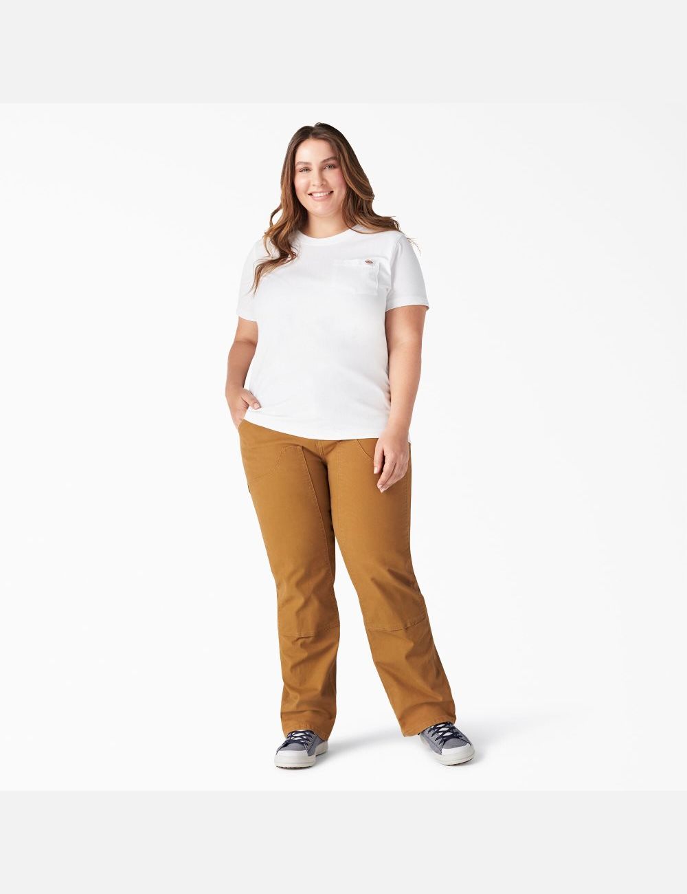 Tops Dickies Plus Heavyweight Corta Sleeve Mujer Blancas | 4359167-NV