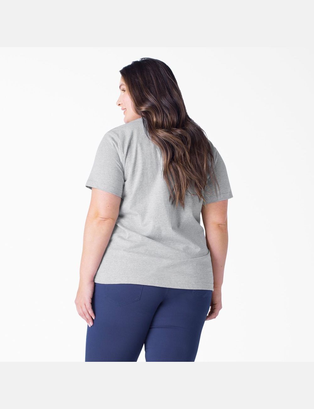 Tops Dickies Plus Heavyweight Corta Sleeve Mujer Gris | 5391276-WQ