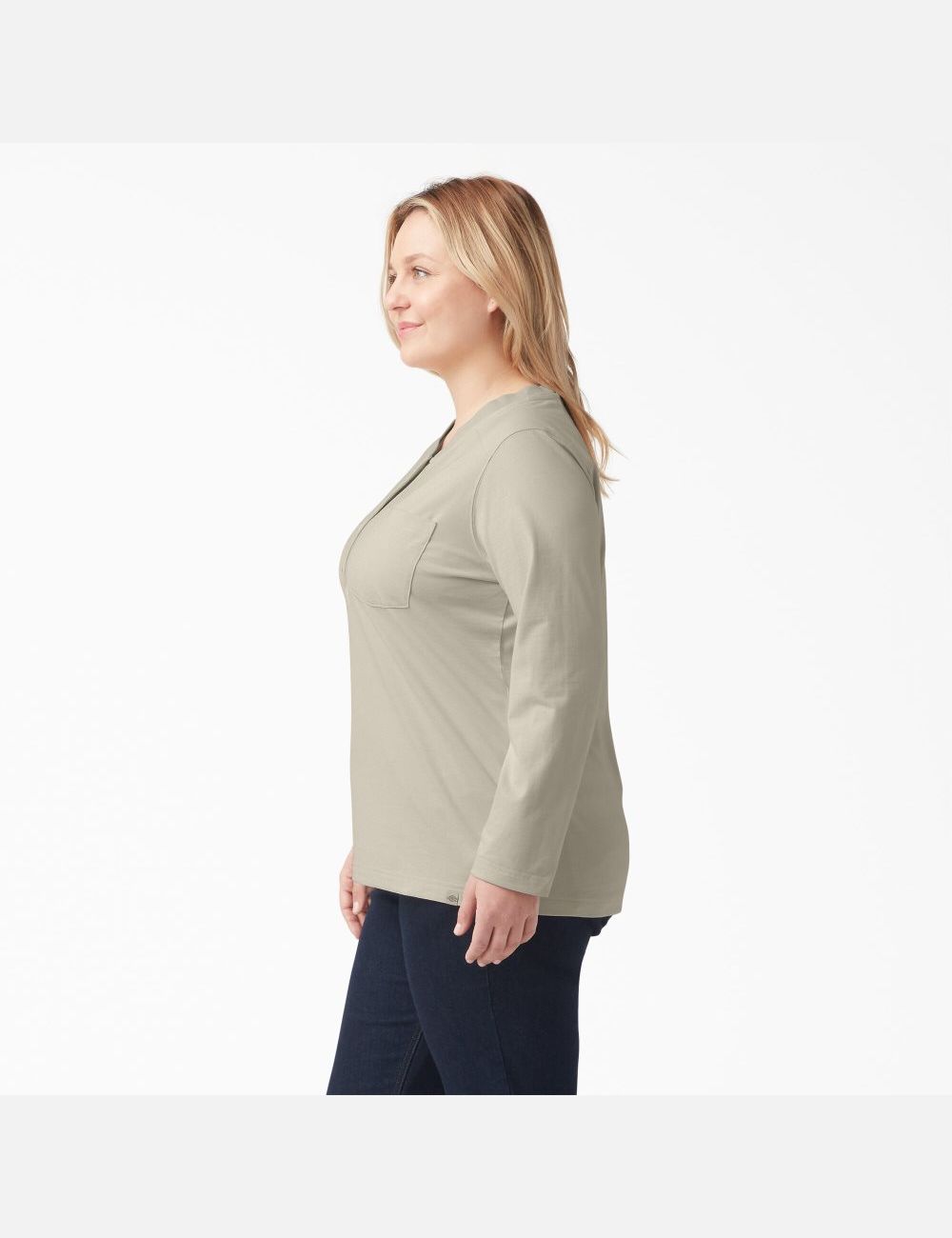 Tops Dickies Plus Heavyweight Henley Mujer Beige | 8410932-EW