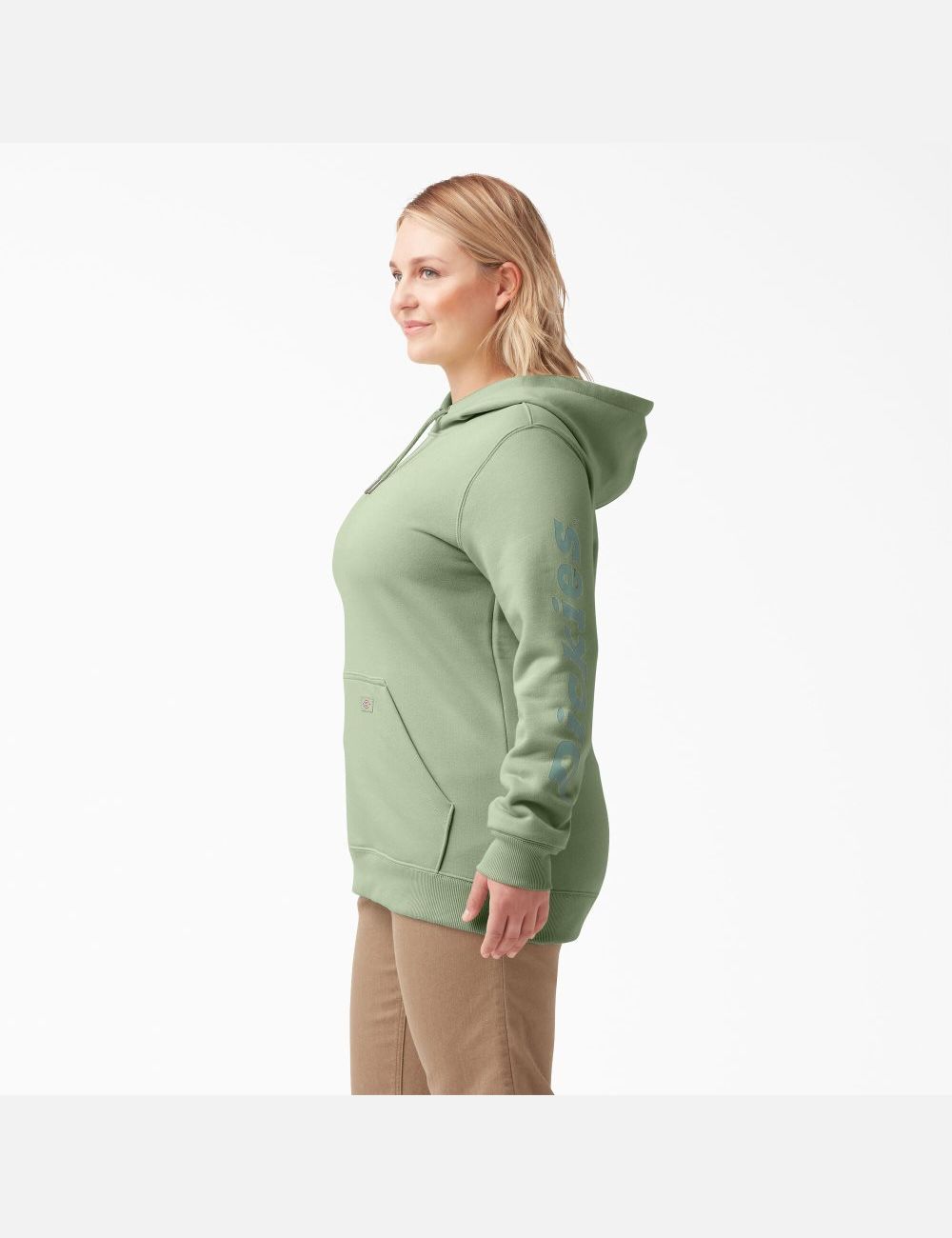 Tops Dickies Plus Heavyweight Logo Sleeve Mujer Verde | 7561039-NC