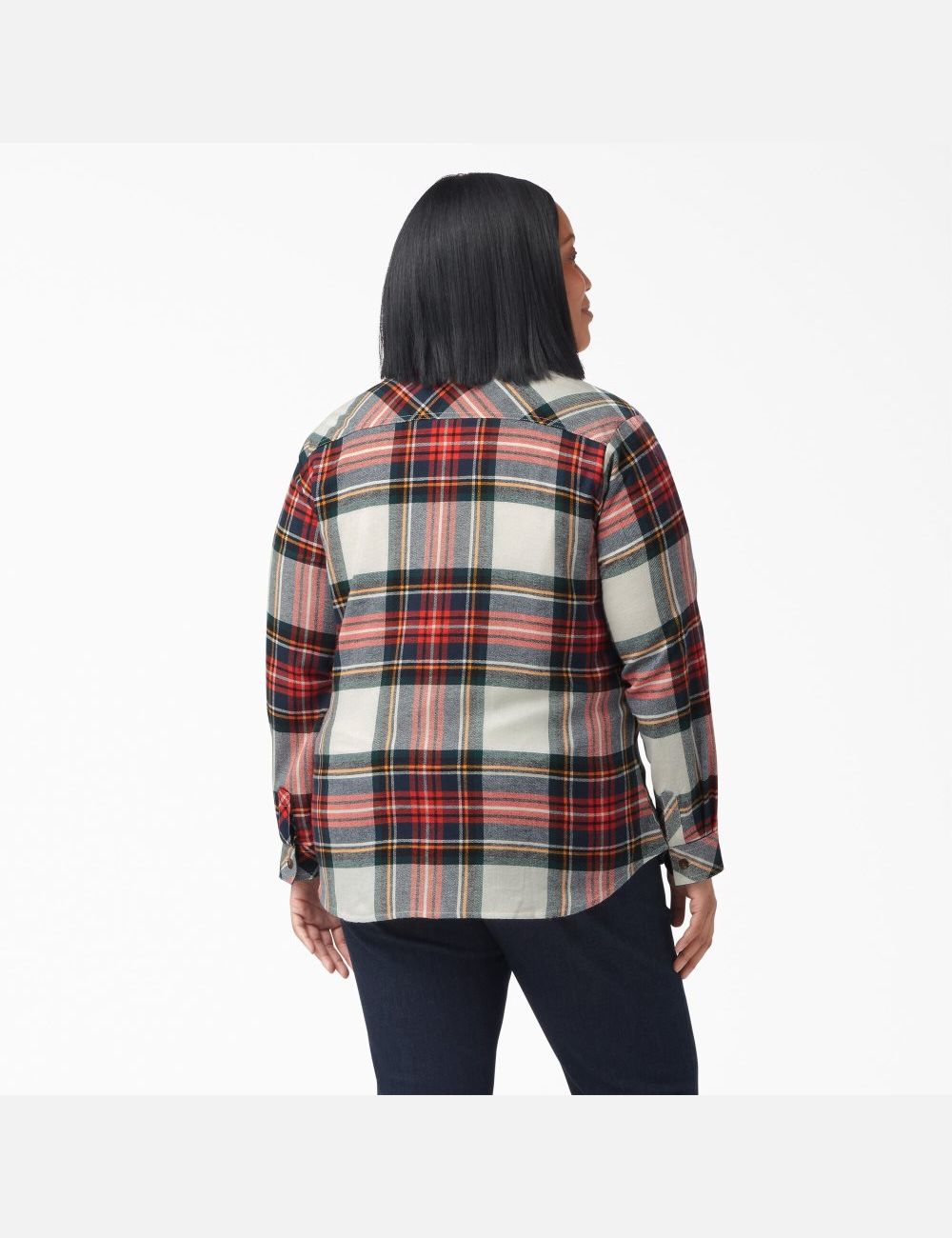 Tops Dickies Plus Size Long Sleeve Plaid Flannel Mujer Naranjas | 0713892-FT