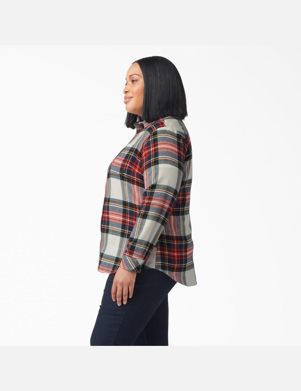 Tops Dickies Plus Size Long Sleeve Plaid Flannel Mujer Naranjas | 0713892-FT